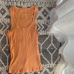 Aerie Light Orange Ribbed Tank Top